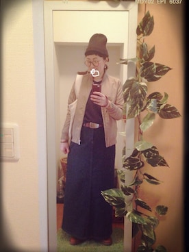 「パールアクセ」｜「アイテム（ニットキャップ/ビーニー）」を使った、えちご屋さん（レディース・168cm）の春コーディネート