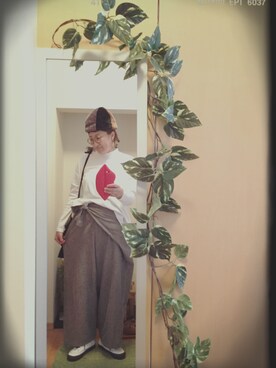 「アイテム（メガネ）」を使った、えちご屋さん（レディース・167cm）の秋コーディネート