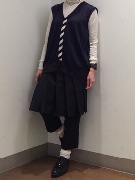 「NUMBER (N)INE（ナンバーナイン）のアイテム（ドレスシューズ）」を使った、ciocclato_72さん（レディース・157cm）の冬コーディネート