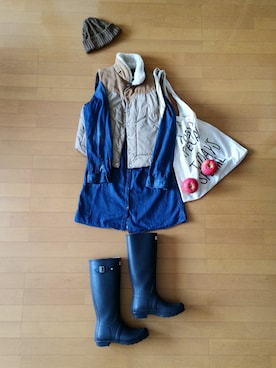 「デニムワンピ」｜mommyさん（レディース・160cm）の冬コーディネート