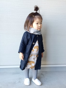「動物モチーフ」｜「アイテム（その他アウター）」を使った、mommyさん（キッズ・80cm）の春コーディネート