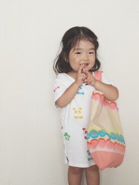 「アイテム（トートバッグ）」を使った、mommyさん（キッズ・90cm）の秋コーディネート