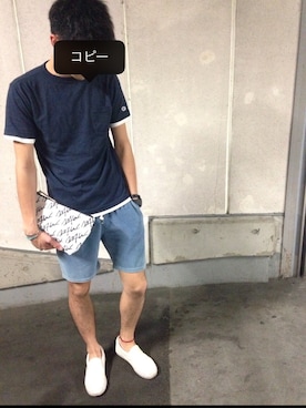 「膝上ショーツ」｜「アイテム（その他シューズ）」を使った、げんさん（メンズ・175cm）の夏コーディネート