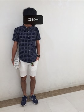 「膝上ショーツ」｜「アイテム（腕時計）」を使った、げんさん（メンズ・175cm）の夏コーディネート