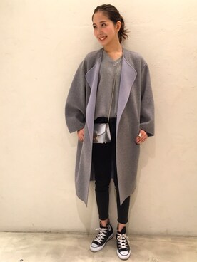 「6（ロク）のアイテム（その他アウター、グレー系）」を使った、Ayano Fujitaさん（レディース・165cm）の秋コーディネート