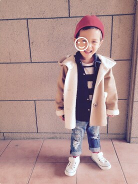 「kids」｜「アイテム（ムートンコート）」を使った、M♡Nさん（キッズ・90cm）の冬コーディネート