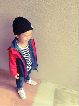 「GAP（ギャップ）のアイテム（ナイロンジャケット）」を使った、M♡Nさん（キッズ・90cm）の春コーディネート