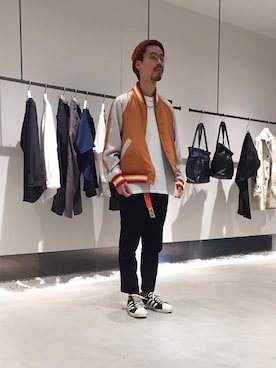 「soe（ソーイ）のアイテム（ブルゾン）」を使った、矢野 勇太さん（メンズ・170cm）の秋コーディネート