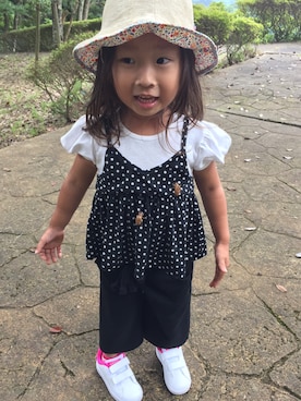 「Familiar （ファミリア）のアイテム（帽子）」を使った、ピーコさん（キッズ・100cm）の夏コーディネート