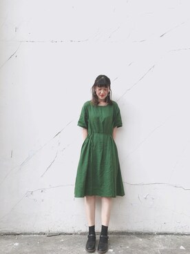 Muji Labo ムジラボ のワンピース グリーン系 を使った人気ファッションコーディネート Wear