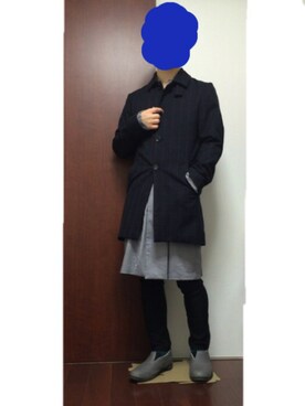 「rovtski」｜「アイテム（ステンカラーコート）」を使った、だぁ!だぁ!だぁ!さん（メンズ・170cm）の春コーディネート
