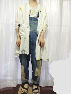 「アイテム（サロペット/オーバーオール）」を使った、だぁ!だぁ!だぁ!さん（メンズ・170cm）の春コーディネート