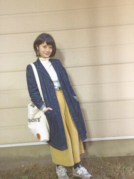 「ショップコート」｜「アイテム（デニムジャケット）」を使った、mimiko＊さん（レディース・154cm）の秋コーディネート