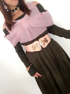 Yuriさんの「高密度綿ツイルベルト付きイレヘムスカート」を使ったコーディネート