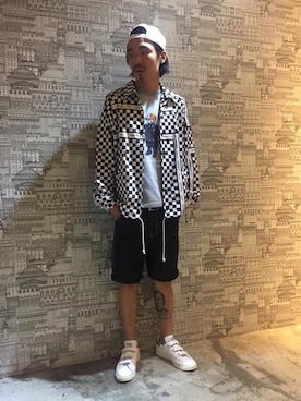 「DEMARCOLAB（デマルコラブ）のアイテム（その他アウター）」を使った、夢遺さん（メンズ・176cm）の春コーディネート