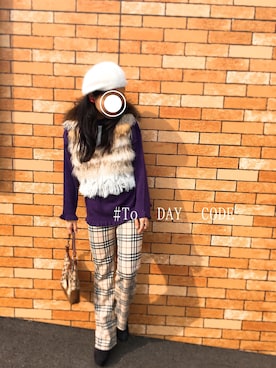 「SLY（スライ）のアイテム（その他アウター、ブラウン系）」を使った、YUZUKIさん（レディース・154cm）の秋コーディネート