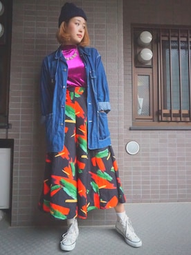 「AMERI」｜「アイテム（ニットキャップ/ビーニー）」を使った、yukipiiさん（レディース・169cm）の秋コーディネート