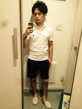 「POLO RALPH LAUREN（ポロ ラルフ ローレン）のPolo Ralph Lauren Slim-Fit Cotton-Piqué Polo Shirt（ポロシャツ）」を使った、Ryo-jiさん（メンズ・161cm）の夏コーディネート