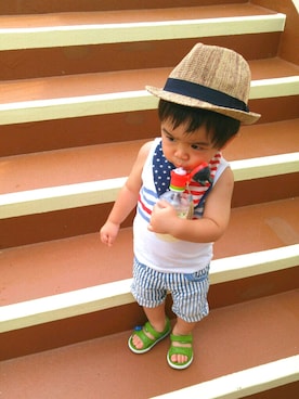 「TOMMY（トミー）のアイテム」を使った、れんりょうさん（キッズ・90cm）の夏コーディネート
