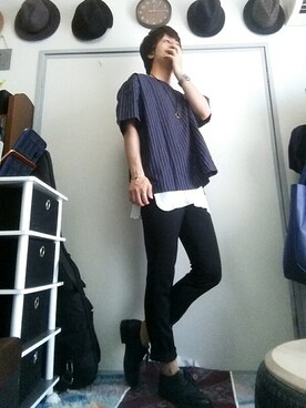 「アイテム（バングル/リストバンド）」を使った、yukioさん（メンズ・173cm・20代）の夏コーディネート