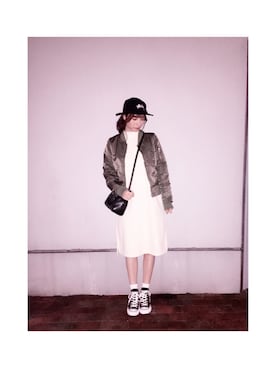 「STYLENANDA」｜「アイテム（MA-1）」を使った、佐藤さきさん（レディース・165cm）の冬コーディネート