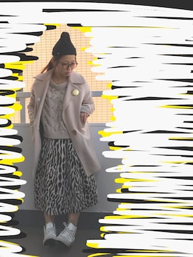 「メガネ女子」｜「アイテム（ピーコート）」を使った、Chihayaさん（レディース・157cm）の秋コーディネート