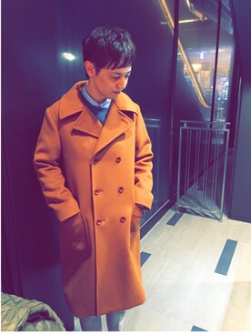 「Steven Alan（スティーブンアラン）のアイテム（チェスターコート）」を使った、Masha Mashaさん（メンズ・170cm）の秋コーディネート