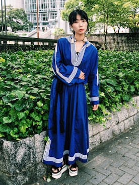 「民族衣装」｜「アイテム（ワンピース/ドレス）」を使った、弓さん（レディース・163cm）の夏コーディネート