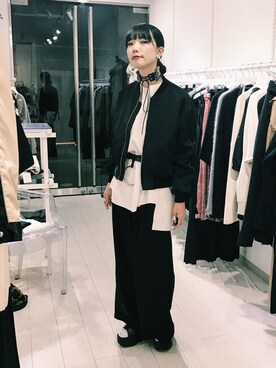 「Yves Saint Laurent（イヴサンローラン）のアイテム（アクセサリー）」を使った、弓さん（レディース・163cm）の秋コーディネート