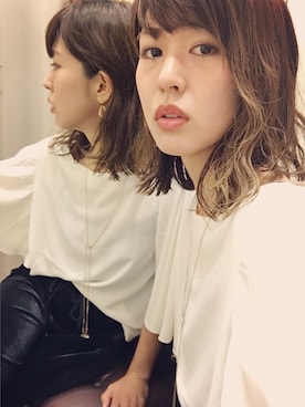 「STRAWBERRY-FIELDS（ストロベリーフィールズ）のアイテム（シャツ/ブラウス）」を使った、megumi.yさん（レディース・158cm）の夏コーディネート