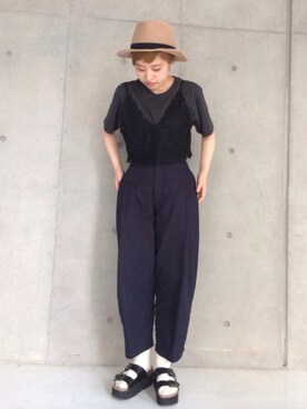 「パックT」｜「アイテム（帽子）」を使った、ほつさん（レディース・156cm）の夏コーディネート
