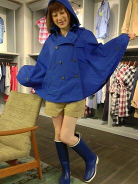 「AIGLE（エーグル）のアイテム（トレンチコート）」を使った、kazuさん（レディース・158cm）の夏コーディネート