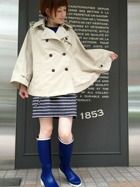 「AIGLE（エーグル）のアイテム（トレンチコート）」を使った、kazuさん（レディース・158cm）の夏コーディネート