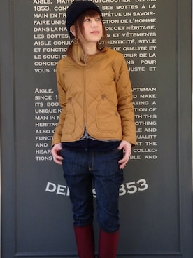「AIGLE（エーグル）のアイテム（ダウンジャケット/コート）」を使った、kazuさん（レディース・158cm）の秋コーディネート