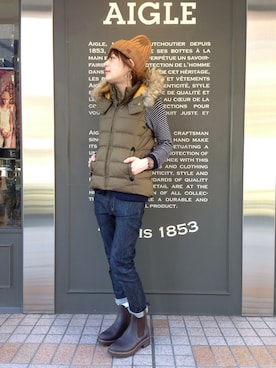 「AIGLE（エーグル）のアイテム（帽子）」を使った、kazuさん（レディース・158cm）の秋コーディネート