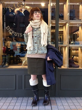 「AIGLE（エーグル）のアイテム（ダウンジャケット/コート）」を使った、kazuさん（レディース・158cm）の冬コーディネート