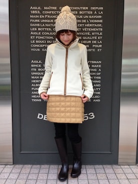 「AIGLE（エーグル）のアイテム」を使った、kazuさん（レディース・158cm）の冬コーディネート