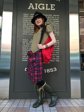 「AIGLE（エーグル）のアイテム（帽子）」を使った、kazuさん（レディース・158cm）の夏コーディネート