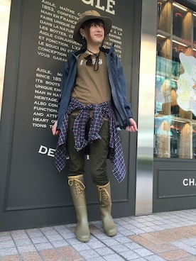 「AIGLE（エーグル）のアイテム（ブルゾン）」を使った、kazuさん（レディース・158cm）の夏コーディネート