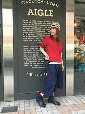 「AIGLE（エーグル）のアイテム（帽子）」を使った、kazuさん（レディース・158cm）の春コーディネート