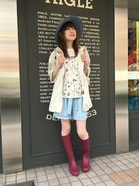 「AIGLE（エーグル）のアイテム（ナイロンジャケット）」を使った、kazuさん（レディース・158cm）の春コーディネート
