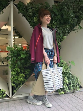 「AIGLE（エーグル）のアイテム」を使った、kazuさん（レディース・158cm）の夏コーディネート