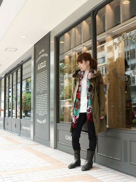「AIGLE（エーグル）のアイテム（モッズコート）」を使った、kazuさん（レディース・158cm）の秋コーディネート