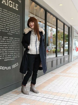 「AIGLE（エーグル）のアイテム（トレンチコート）」を使った、kazuさん（レディース・158cm）の秋コーディネート