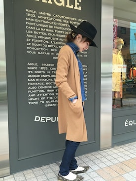 「AIGLE（エーグル）のアイテム（帽子）」を使った、kazuさん（レディース・158cm）の冬コーディネート
