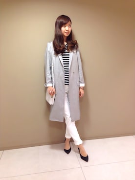 「qualite（カリテ）のアイテム（チェスターコート）」を使った、kobamiさん（レディース・163cm）の春コーディネート