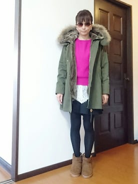 「レース」｜「アイテム（モッズコート）」を使った、nonさん（レディース・159cm）の冬コーディネート