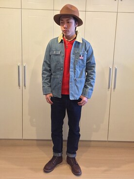 「STUSSY（ステューシー）のアイテム（デニムジャケット）」を使った、张先生さん（メンズ・179cm）の春コーディネート