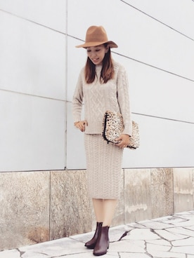 「ニットアップ」｜「アイテム（帽子）」を使った、sayaさん（レディース・166cm）の秋コーディネート