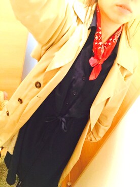 「Ungrid（アングリッド）のインディゴフレイドヘムストスリ（デニムパンツ）」を使った、なんにゃん(*☻-☻*)さん（レディース・154cm）の秋コーディネート